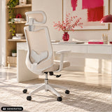 Homeoffice-Bürostuhl MIKEO W in Beige an einem Schreibtisch in einem hellen Raum von hjh OFFICE