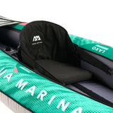 Schwarzer Sitz mit Rückenlehne des aufblasbaren Kajaks LAXO-285 in Petrol von Aqua Marina