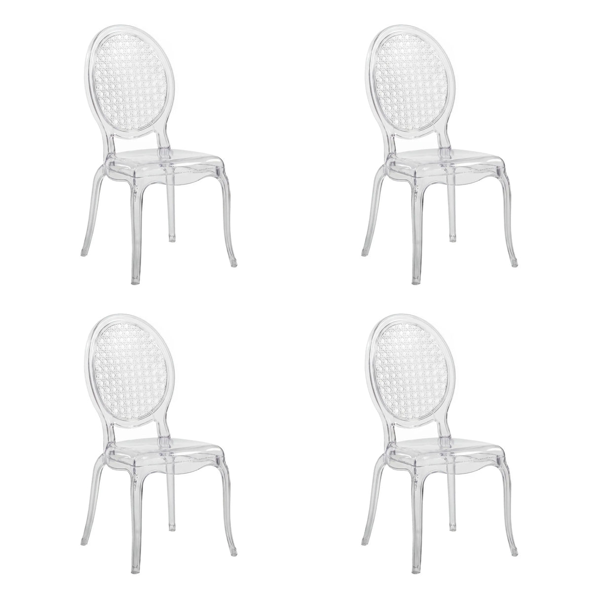 Vier transparente Vierfußstühle CRISTALIO im Viererpack von hjh LIVING
