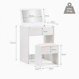 Technische Zeichnung des Schminkspiegels Glamdesk mit einer Höhe von 75,5 cm und Tiefe von 40 cm von hjh LIVING
