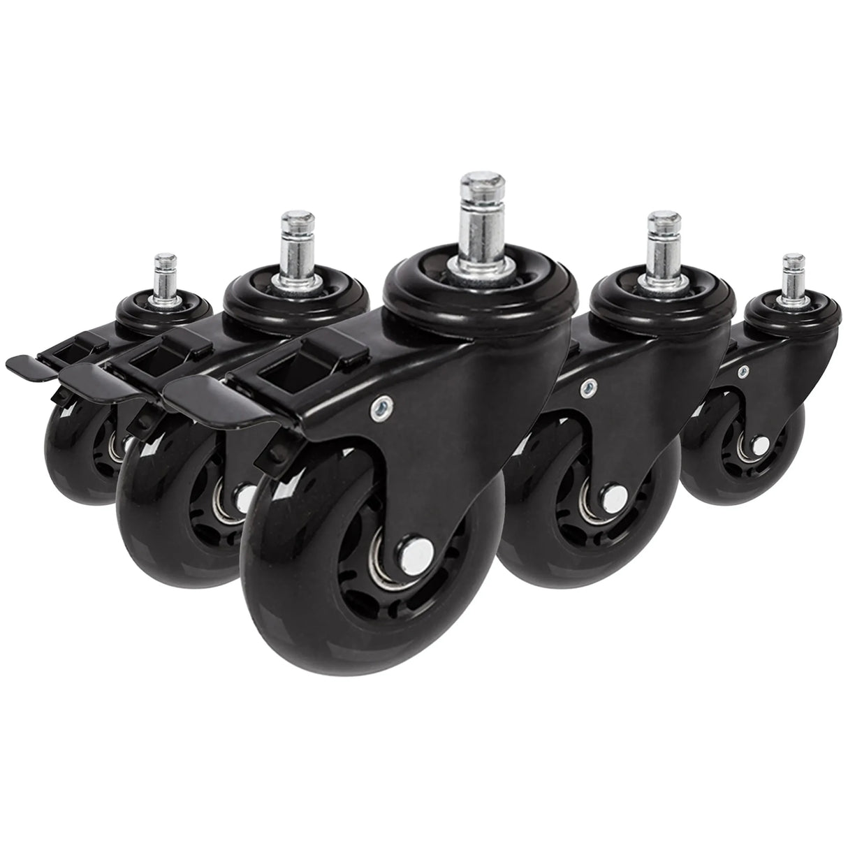 5x ROLO SKATE S 11mm/75mm | mit Feststellbremse | Hartböden - Stuhlrollen