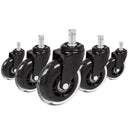 Fünf Stuhlrollen 5x ROLO SKATE ST 11mm/75mm in Schwarz und Transparent für Hartböden von hjh OFFICE