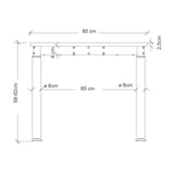 Maßzeichnung des Schreibtischs YAMA 19 G mit einer Breite von 80 cm und Höhe von 68-82 cm von hjh OFFICE PRO