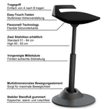 Schwarze Stehhilfe AERIS MUVMAN mit Tragegriff, Höhenverstellung und gummierter Standfuß von Aeris - Impulsmöbel