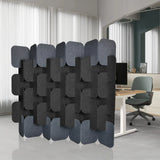 Grau und dunkelgraue Trennwand FLEXMIUT PLUG aus sechs Elementen in versetzter Anordnung von hjh OFFICE