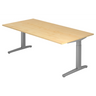 Höhenverstellbarer Schreibtisch XTRA XB 2E SS mit heller Ahornoberfläche und grauen Tischbeinen von hjh OFFICE PRO