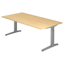 Höhenverstellbarer Schreibtisch XTRA XB 2E SS mit heller Ahornoberfläche und grauen Tischbeinen von hjh OFFICE PRO