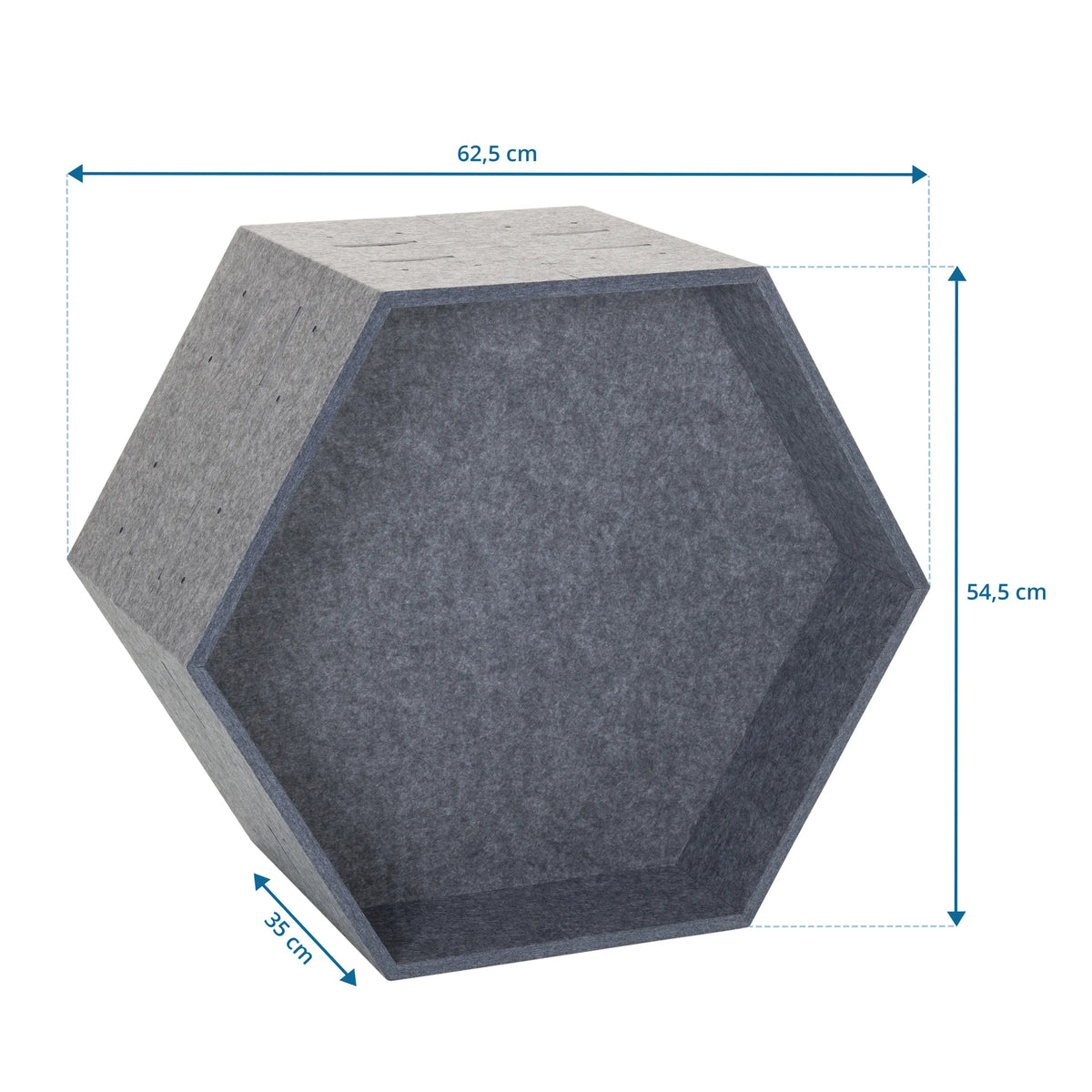 Maßzeichnung der Trennwand FLEXMIUT STORE B mit 62,5 × 54,5 cm von hjh OFFICE