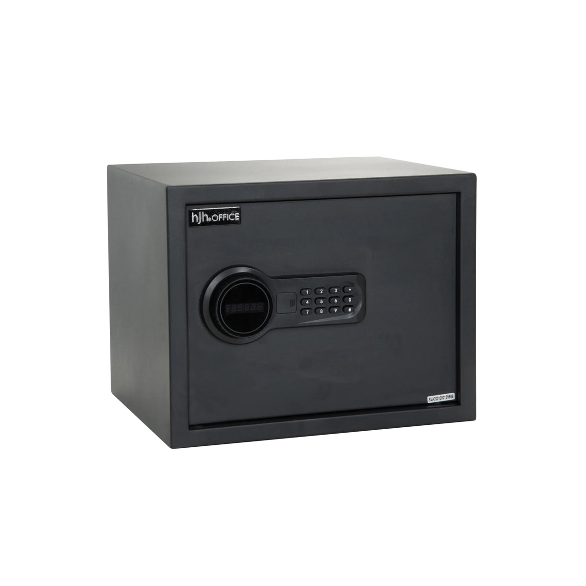 Schwarzer Tresor SAFE COMPACT mit digitalem Tastenschloss und Drehgriff von hjh OFFICE – 360-Grad-Ansicht (Frontansicht 0°)