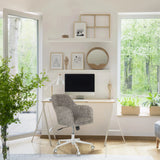 Homeoffice-Bürostuhl SOLAO HOME in Grau mit Stoffbezug und weißem Fußkreuz an einem Schreibtisch von hjh LIVING