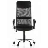 Schwarzer Homeoffice Chefsessel STRYKA mit Netzrücken, Kunstledersitz und Fußkreuz von hjh OFFICE – 360-Grad-Ansicht (Frontansicht 0°)