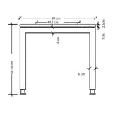 Maßzeichnung des höhenverstellbaren Schreibtischs JAVA 82 S mit einer Breite von 80 cm und Höhe 68-76 cm von hjh OFFICE PRO