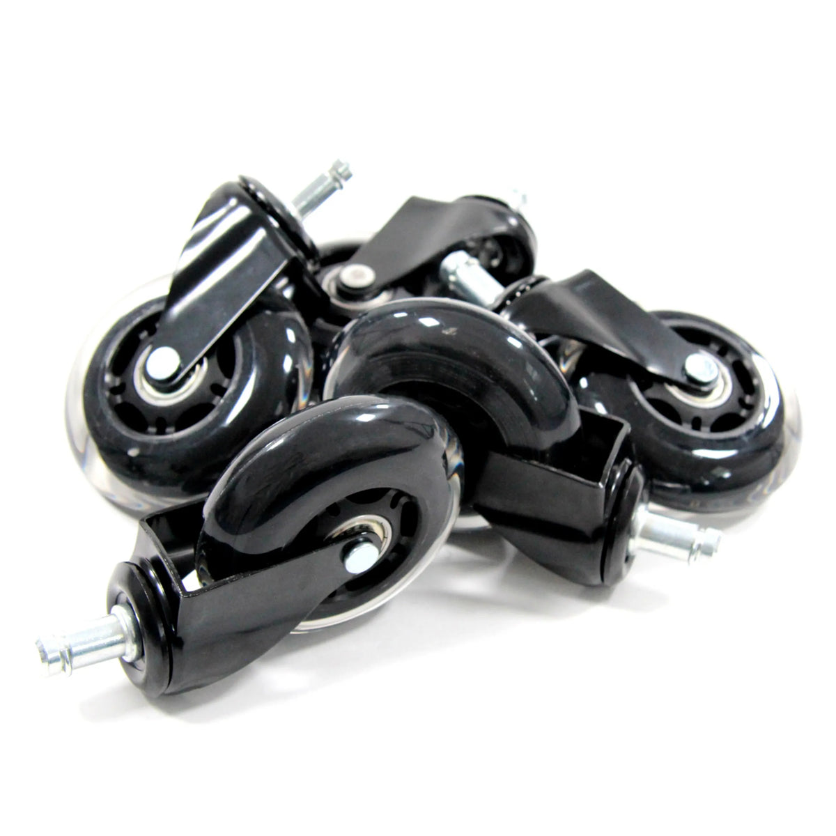 Schwarz-transparente Stuhlrollen 5x ROLO SKATE ST 11mm/75mm für Hartböden von hjh OFFICE