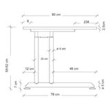 Maßzeichnung des höhenverstellbaren Schreibtisches ZENO 19 G mit einer Breite von 80 cm von hjh OFFICE PRO