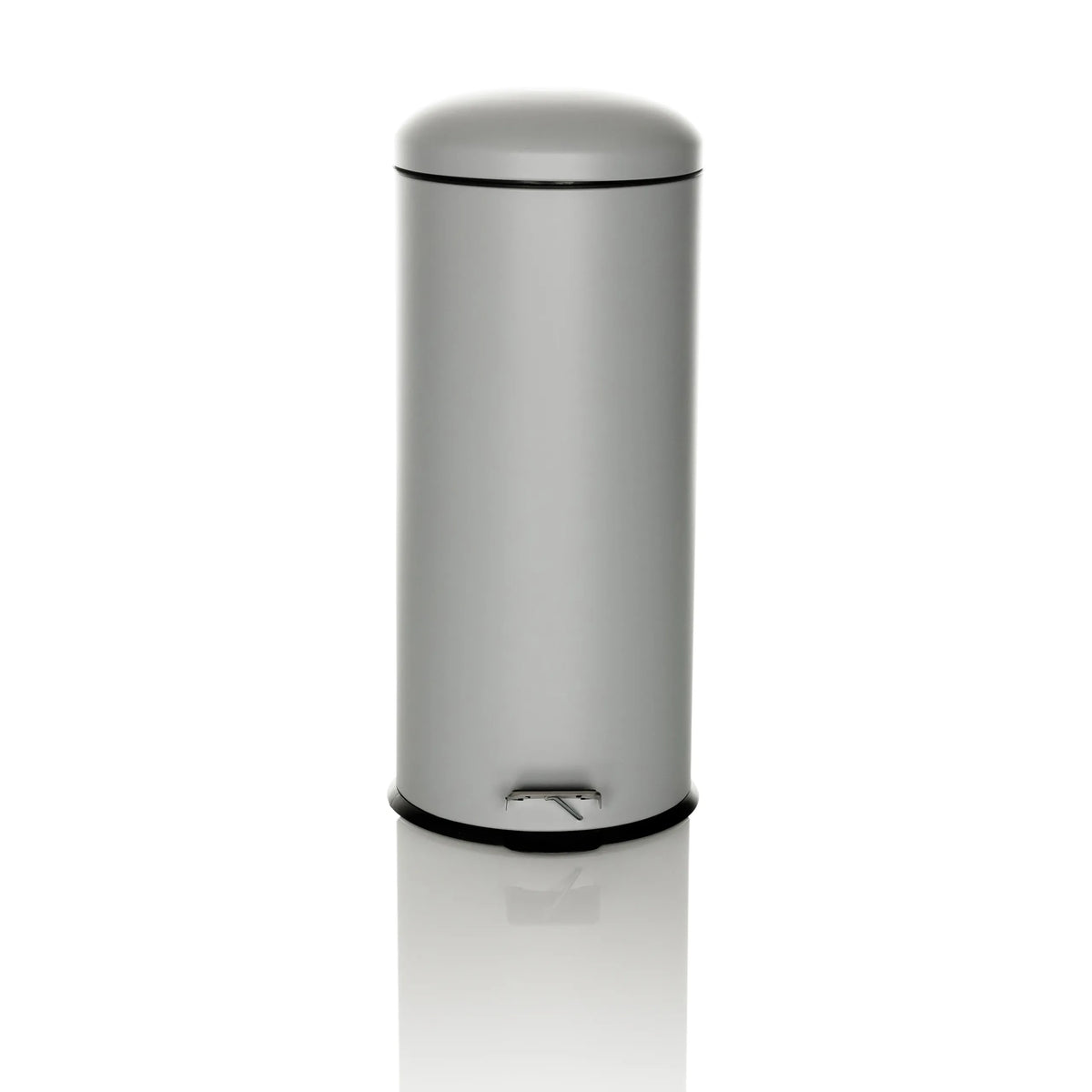 Grauer Mülleimer CLEAN VIII mit Deckel und Trittpedal von hjh OFFICE – 360-Grad-Ansicht (Frontansicht 0°)