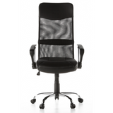 Schwarzer Homeoffice Chefsessel ARTON 20 mit Netzrücken und Fußkreuz mit fünf Rollen von hjh OFFICE – 360-Grad-Ansicht (Frontansicht 0°)