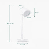 Technische Zeichnung der Schreibtischlampe Lumanova D3 mit einer Höhe von 33–46 cm und einem Fuß von 17 cm von hjh OFFICE