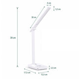 Technische Zeichnung der Schreibtischlampe Lumanova D1 mit einer Höhe von 39 cm und Länge von 38 cm von hjh OFFICE