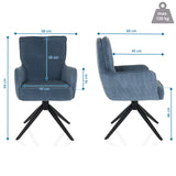 Maßzeichnung des Polsterstuhls TARUGO mit einer Gesamthöhe von 94 cm und einer Breite von 58 cm von hjh LIVING