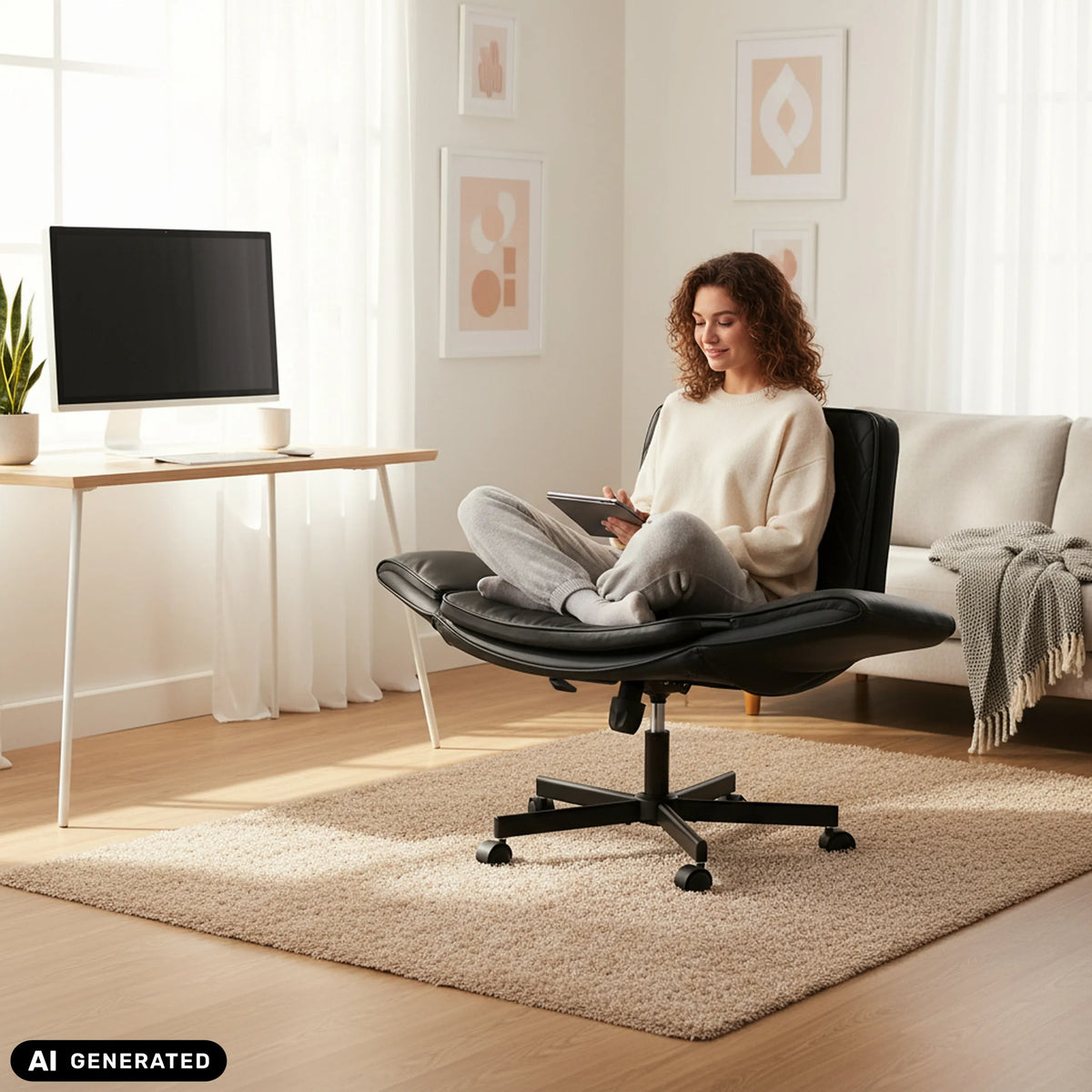 Homeoffice-Bürostuhl Criss-Cross 10 in Schwarz von hjh LIVING (KI-generiertes Bild)