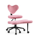 Bürostuhl Asanasit mit rosa Bouclé-Bezug, integrierter Fußstütze und schwarzem Rollgestell von hjh LIVING