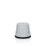 Grauer Tritthocker TIO-S mit rutschfestem schwarzen Bodenring von hjh OFFICE – 360-Grad-Ansicht (schräge Frontansicht 60°)