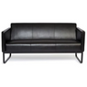 Schwarzes Loungesofa BALI BLACK als Drei-Sitzer mit Lederbezug und Metallgestell von hjh OFFICE