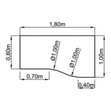 Technische Zeichnung des Schreibtischs QUEO 18 S mit 1,80 x 1,00 m von hjh OFFICE PRO