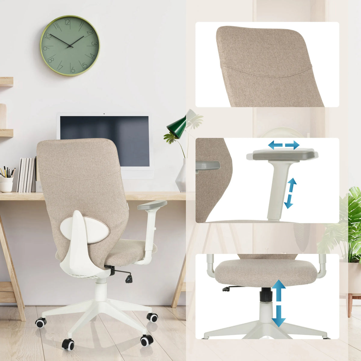 Höhenverstellbare Armlehnen und Sitzfläche des Home-Office-Bürostuhls COSIO II von hjh OFFICE