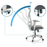 Verstellmechanismen und 90 Grad Neigung der Rückenlehne des Profi-Bürostuhls AZURRO WHITE von hjh OFFICE
