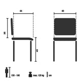 Technische Zeichnung des Schalenstuhls BEGIO mit einer Sitzhöhe von 43 cm von hjh OFFICE
