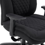 Armlehne und gesteppte Stoffpolsterung des Drehstuhls XXL Pullmann Gen2 in Schwarz von hjh OFFICE