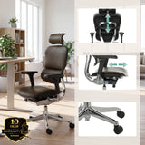 Luxus-Chefsessel ERGOHUMAN GEN2 in Dunkelbraun mit verstellbarer Kopfstütze, Armlehnen und Fußkreuz von hjh OFFICE