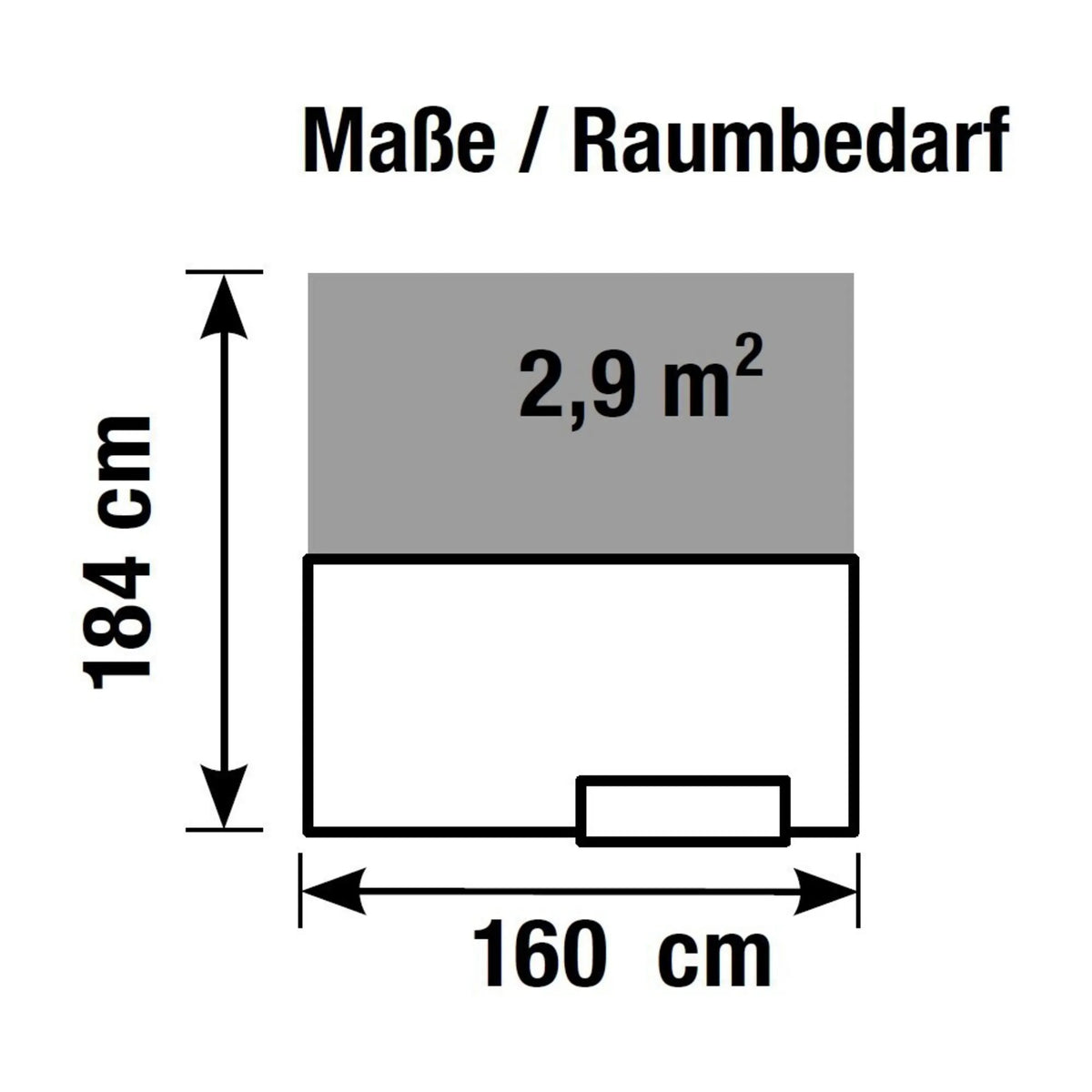 Technische Zeichnung der Empfangstheke SUNSET mit 160 x 184 cm von Kerkmann