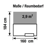 Technische Zeichnung der Empfangstheke SUNSET mit 160 x 184 cm von Kerkmann