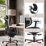 Verstellbare Kopfstütze, Armlehnen und Sitzhöhe des High-End-Bürostuhls BICOLORE HIGH von hjh OFFICE