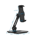 Maßzeichnung der Handy- und Tablet-Halterung FLEXMOBI IV mit 15 × 15 cm Basis von hjh OFFICE