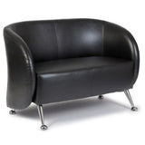 Schwarzes Loungesofa ST. LUCIA als Zwei-Sitzer mit glänzenden Metallfüßen von hjh OFFICE