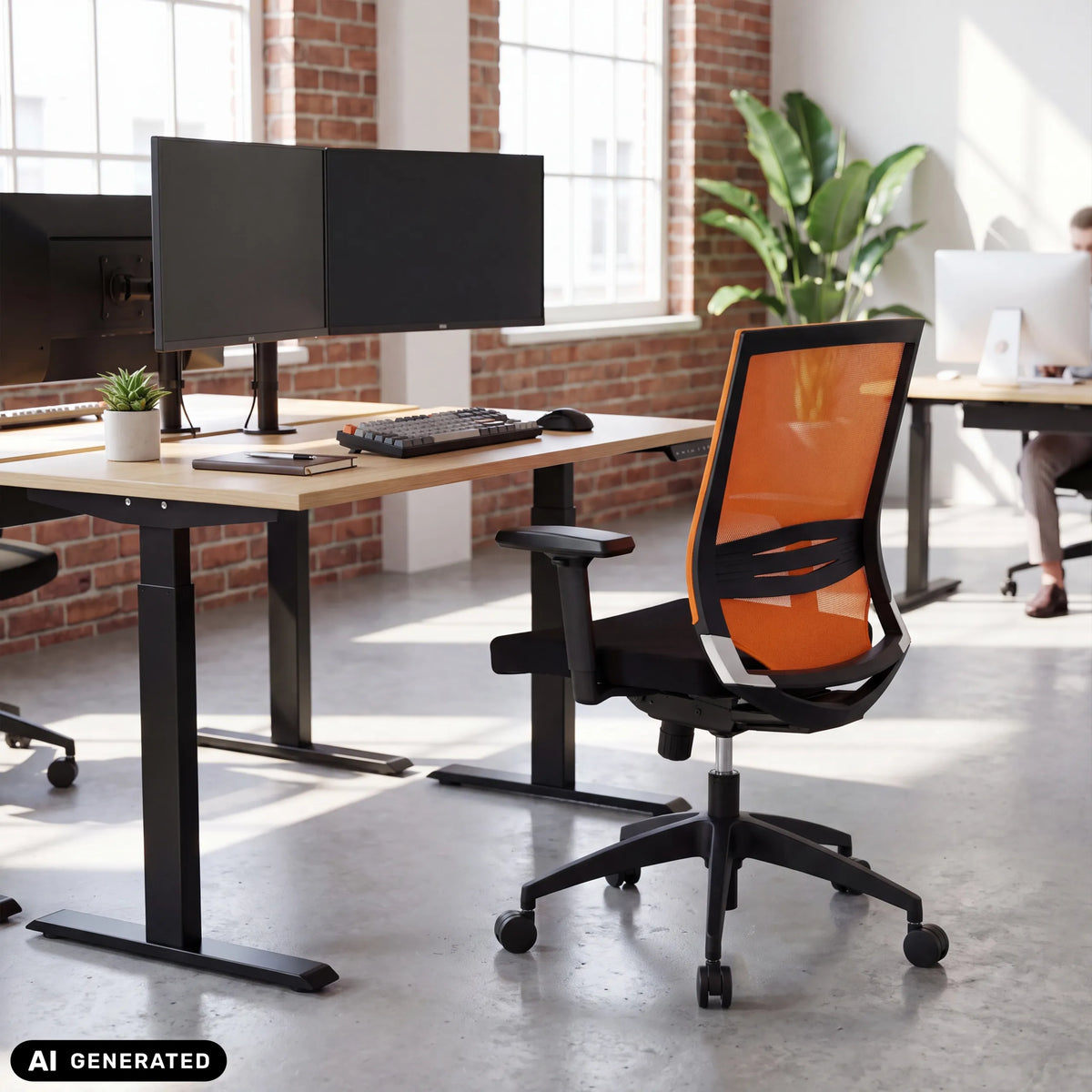 Profi-Bürostuhl PORTO BASE in Schwarz und Orange von hjh OFFICE (KI-generiertes Bild)