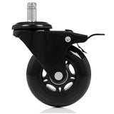 Schwarze Stuhlrolle 5x ROLO SKATE S 11mm/75mm mit Feststellbremse für Hartböden von hjh OFFICE