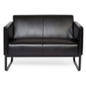 Schwarzes Loungesofa BALI BLACK als Zwei-Sitzer mit glattem Bezug und Kufenfüßen von hjh OFFICE