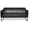 Schwarzes Loungesofa BALI BLACK als Drei-Sitzer mit Lederbezug und Metallgestell von hjh OFFICE