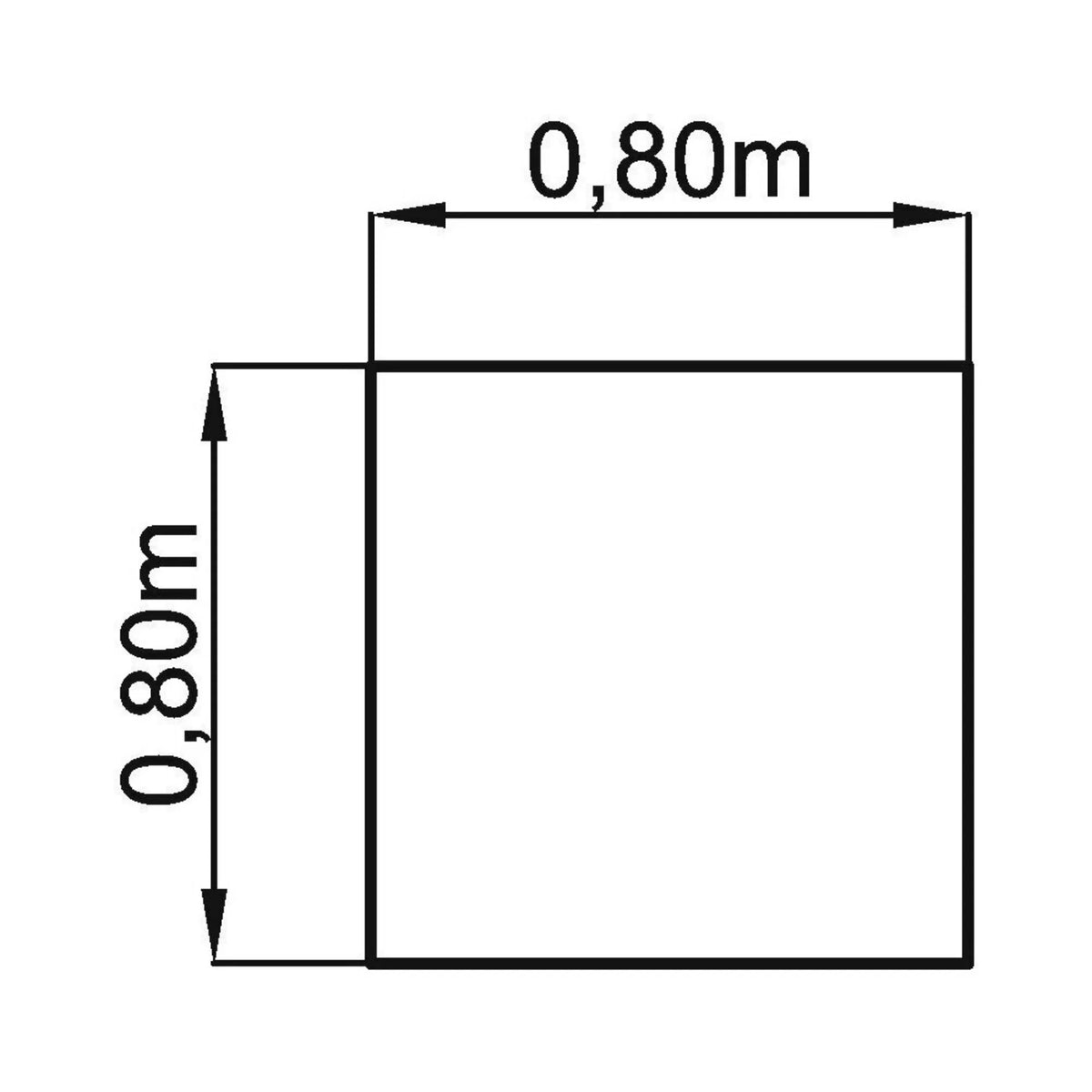 Technische Zeichnung des Schreibtischs BELA 8 S mit 0,80 x 0,80 m von hjh OFFICE PRO