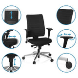 Verstellbare Funktionen des Profi-Bürostuhls PRO-TEC 350 in Schwarz von hjh OFFICE