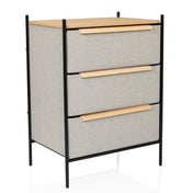 Kommode STUVAR in Taupe mit drei Schubladen, Holzgriffen und schwarzem Metallgestell von hjh LIVING