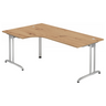 L-förmiger Schreibtisch BELA 82 S in Asteiche mit silbernem Gestell von hjh OFFICE PRO