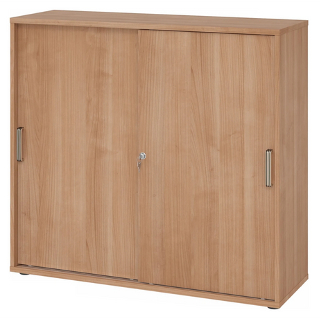 Schiebetürenschrank BETA S 1753S in Holzoptik mit Streifengriffen und Schloss von hjh OFFICE PRO