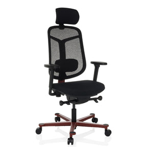 High-End-Bürostuhl BICOLORE HIGH in Schwarz und Rot mit Netzrückenlehne und Kopfstütze von hjh OFFICE