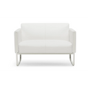 Weißes Loungesofa ARUBA als Zweisitzer mit silberfarbenem Metallgestell von hjh OFFICE