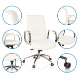 Profi-Chefsessel ASPERA 10 in Cremeweiß mit Detailansichten der Polsterung, Armlehnen, Gasfeder und Rollen von hjh OFFICE